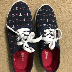 Blue and Red Patterned Canvass Sneakers